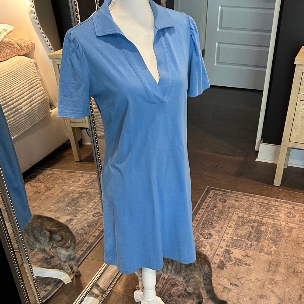 Boston Proper Blue Collared Dress